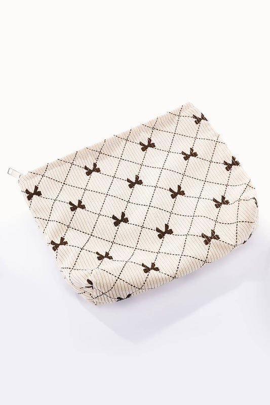 Kosmetiktasche mit Schleifen, braun beige