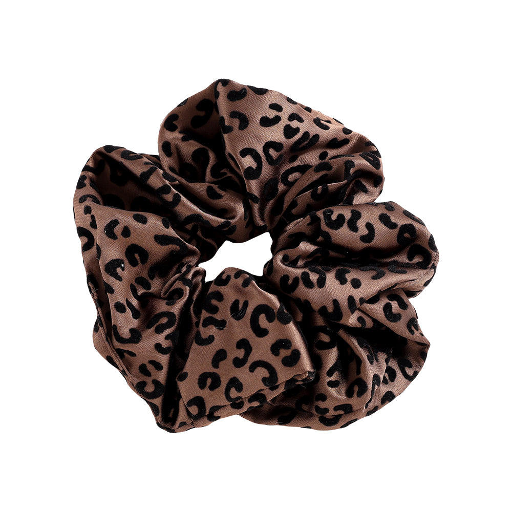 Scrunchie braun mit Leoparden Print, Haargummi, Samt