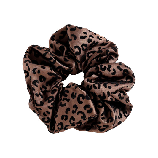 Scrunchie braun mit Leoparden Print, Haargummi, Samt