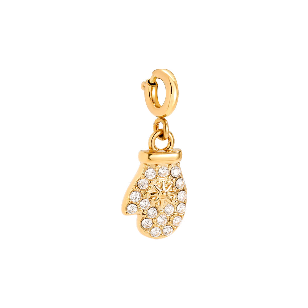 Clip Charm Edelstahl Handschuh Glove Glitzersteine weihnachten winter 