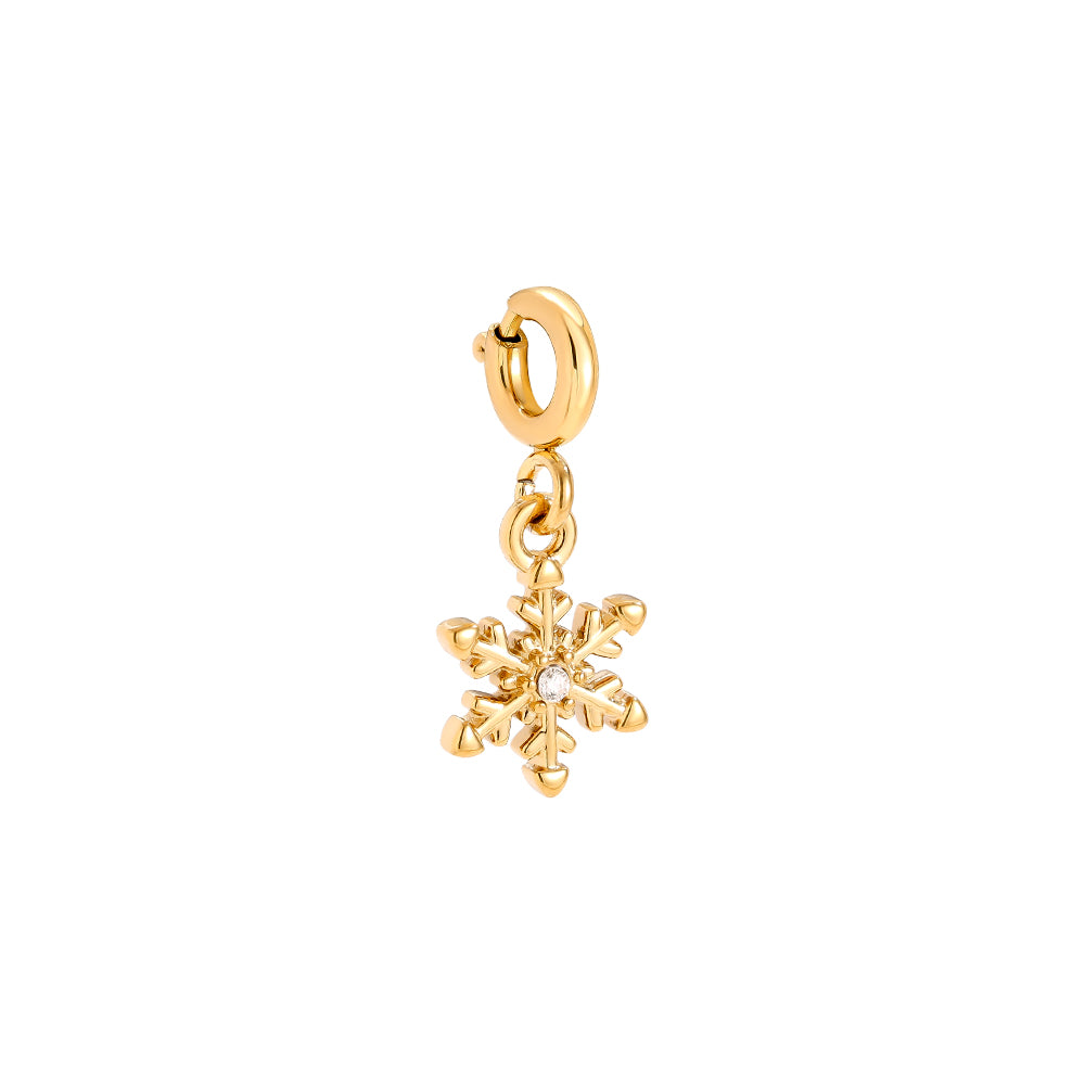 Schneeflocke Glitzerstein Charm Weihnachten Clip Edelstahl 