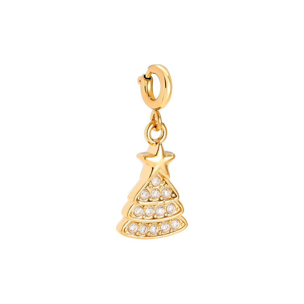 Edelstahl Charm Clip Weihnachtsbaum Glitzersteine 