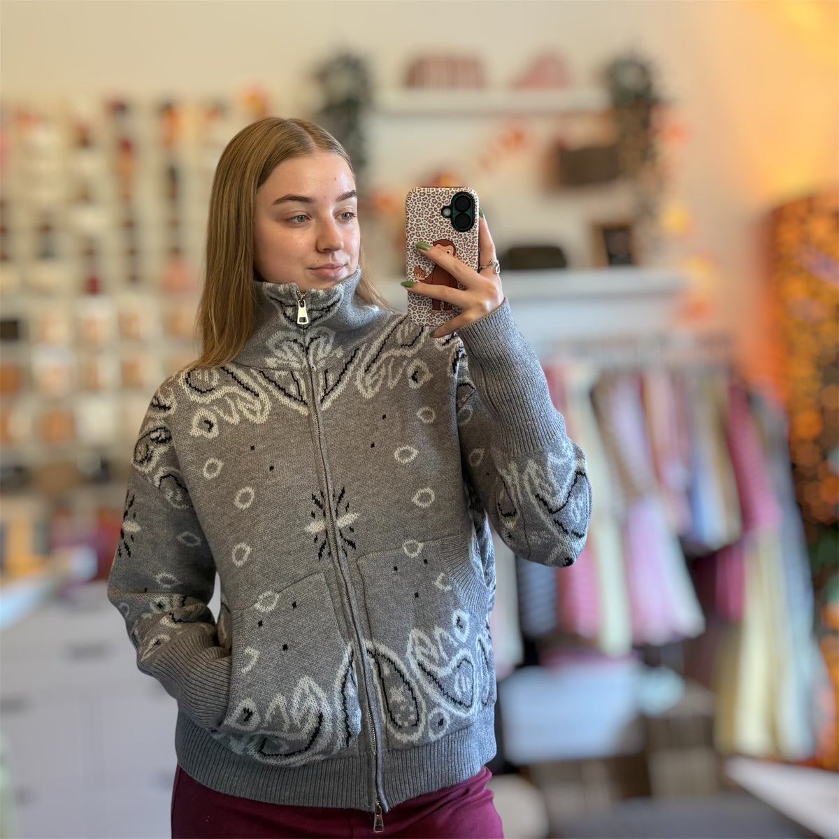Strickjacke Paisley - Zipper