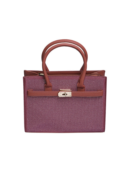 edle Handtasche mit Glitzersteinen, goldene Hardware