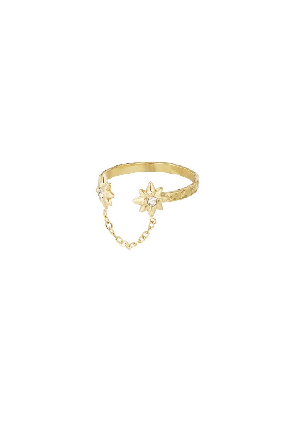 Edelstahl Ring, Glitzersteine, vergoldet, wasserfest, nickelfrei