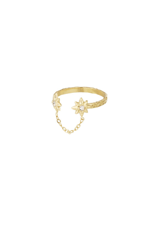 Edelstahl Ring, Glitzersteine, vergoldet, wasserfest, nickelfrei