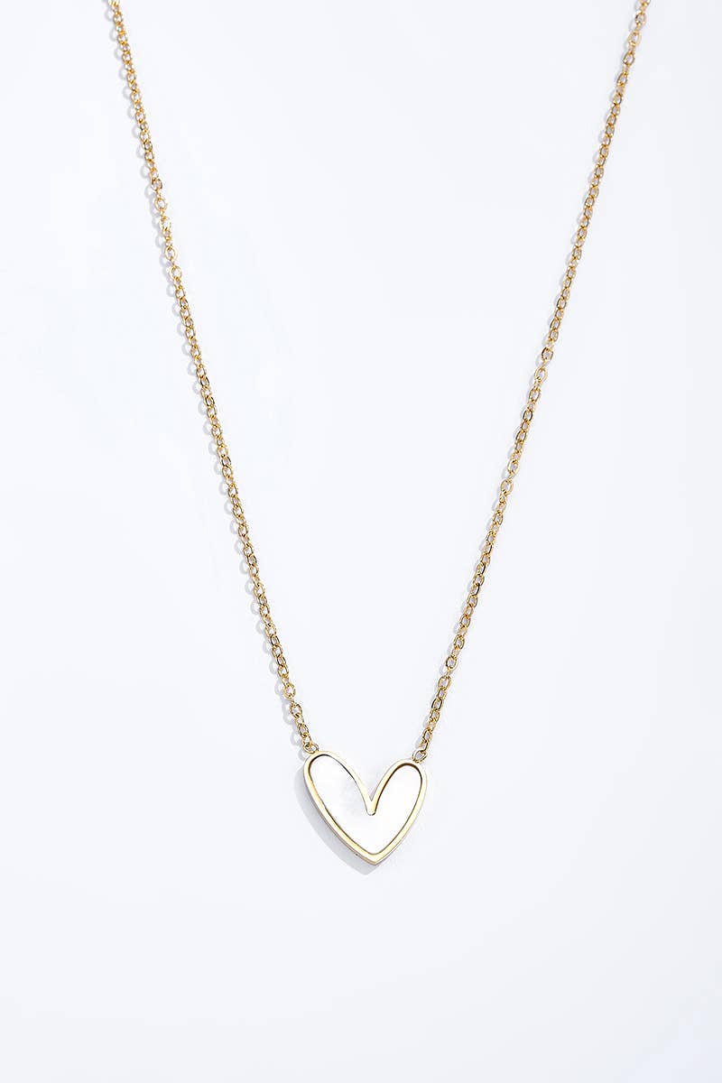 Kette mit Herz Anhänger filigran Perlmutt wasserfest und nickelfrei 