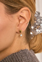 Ohrringe Herz und Glitzerstein wasserfest und nickelfrei, gold und silber 