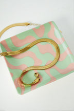 Schmuckschale aus Keramik Swirl rosa mint Muster